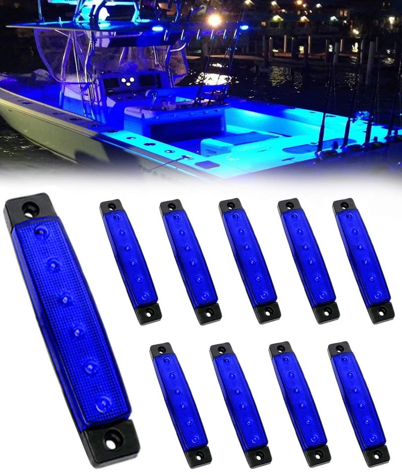 Shangyuan Marine Boat Lights, Utility Led Interior Lights for Deck Courtesy Transom Cockpit Light, 12v Waterproof Marine Lighs for Yacht Fishing Pontoon Boat Sailboat Kayak Bass Boat, Blue, 10PCS - Image 1